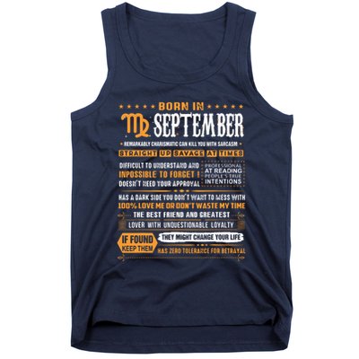 September Birthday Gifts Born In September Virgo Tank Top