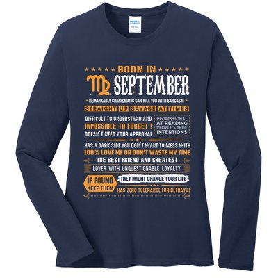 September Birthday Gifts Born In September Virgo Ladies Long Sleeve Shirt