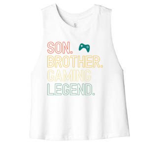 Son Brother Gaming Legend For Gamer Meaningful Gift Women's Racerback Cropped Tank