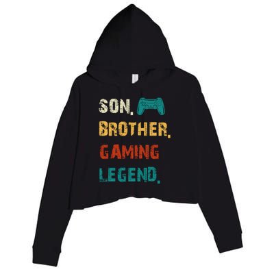 Son Brother Gaming Legend Gamers Cute Gift Crop Fleece Hoodie