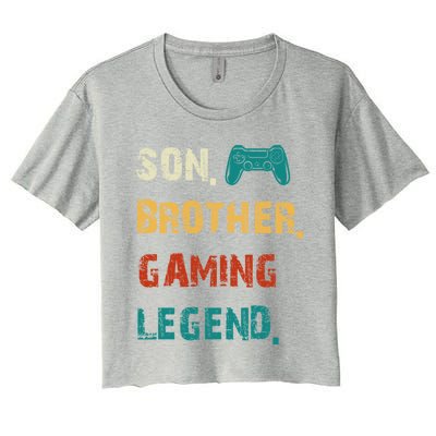 Son Brother Gaming Legend Gamers Cute Gift Women's Crop Top Tee