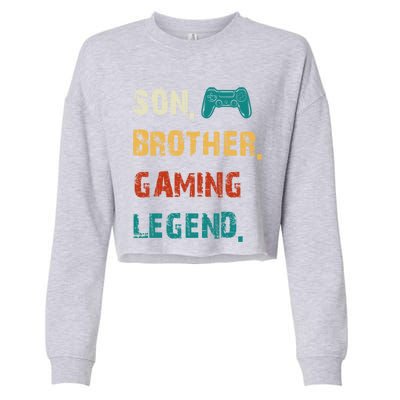 Son Brother Gaming Legend Gamers Cute Gift Cropped Pullover Crew