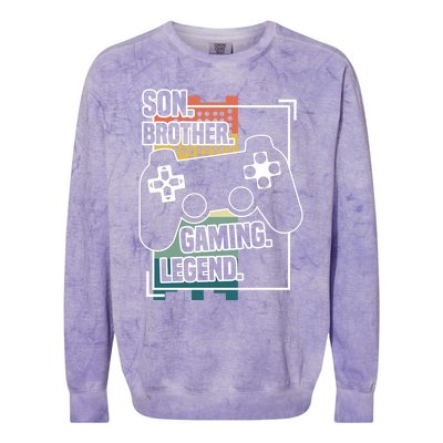 Son Brother Gaming Legend Funny Gamer Great Gift Colorblast Crewneck Sweatshirt