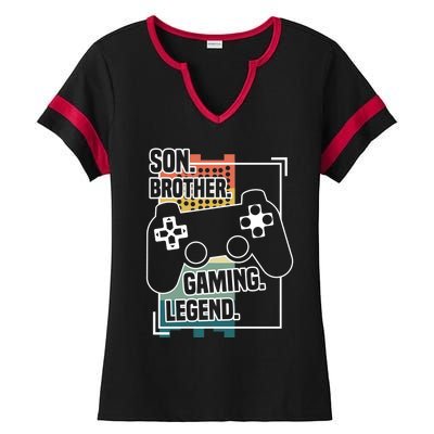 Son Brother Gaming Legend Funny Gamer Great Gift Ladies Halftime Notch Neck Tee