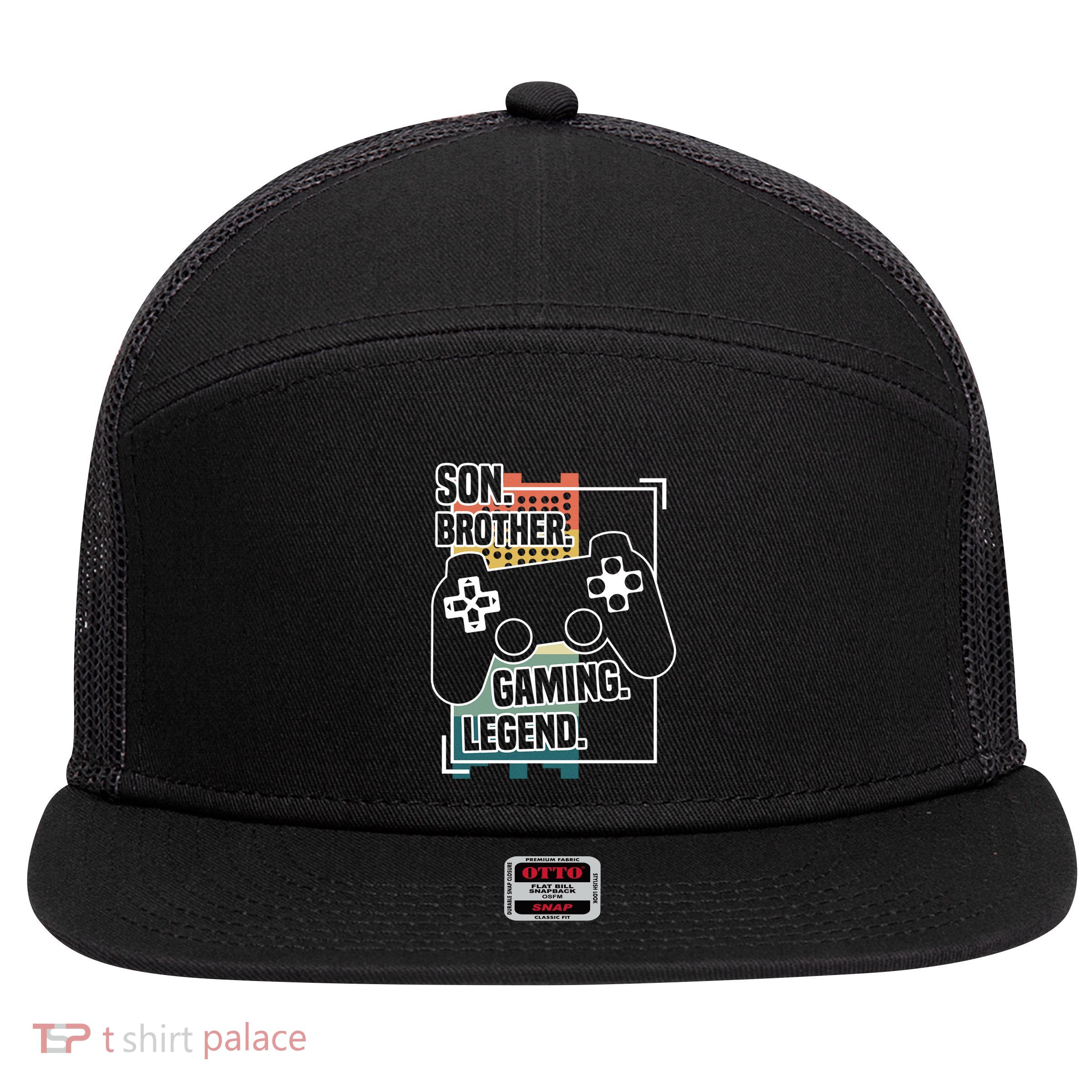 Son Brother Gaming Legend Funny Gamer Great Gift 7 Panel Mesh Trucker Snapback Hat