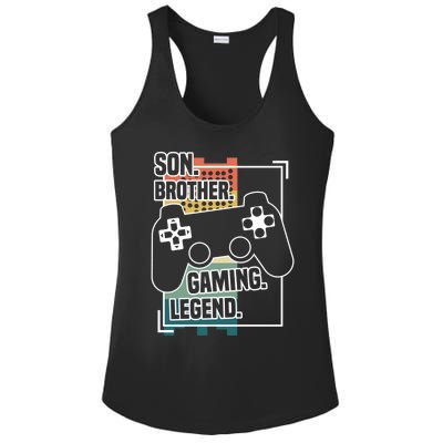 Son Brother Gaming Legend Funny Gamer Great Gift Ladies PosiCharge Competitor Racerback Tank