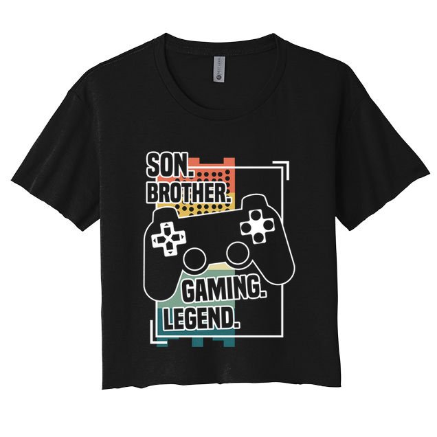 Son Brother Gaming Legend Funny Gamer Great Gift Women's Crop Top Tee