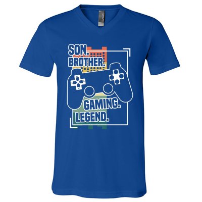 Son Brother Gaming Legend Funny Gamer Great Gift V-Neck T-Shirt