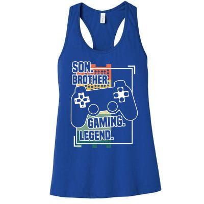 Son Brother Gaming Legend Funny Gamer Great Gift Women's Racerback Tank