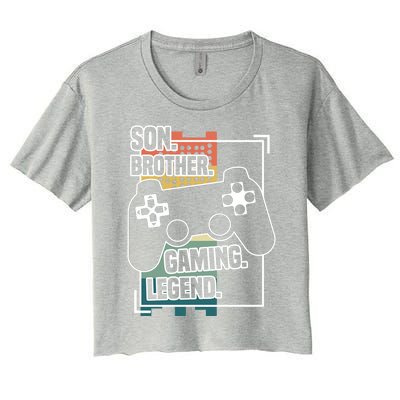 Son Brother Gaming Legend Funny Gamer Great Gift Women's Crop Top Tee