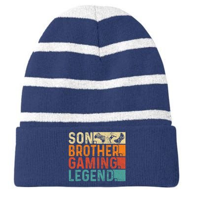 Son Brother Gaming Legend Gamer Striped Beanie with Solid Band