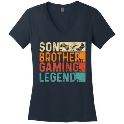 Son Brother Gaming Legend Gamer Women's V-Neck T-Shirt