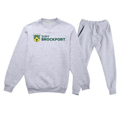 Suny Brockport Golden Eagles Torch Logo Premium Crewneck Sweatsuit Set