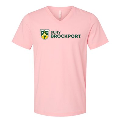 Suny Brockport Golden Eagles Torch Logo V-Neck T-Shirt