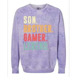 Son Brother Gamer Legend Gift Colorblast Crewneck Sweatshirt