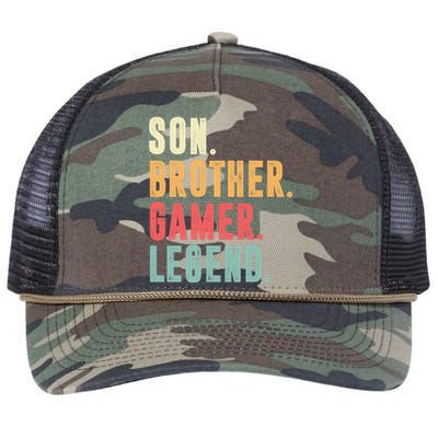 Son Brother Gamer Legend Gift Retro Rope Trucker Hat Cap