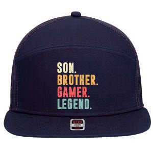 Son Brother Gamer Legend Gift 7 Panel Mesh Trucker Snapback Hat