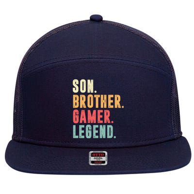 Son Brother Gamer Legend Gift 7 Panel Mesh Trucker Snapback Hat