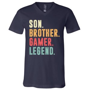 Son Brother Gamer Legend Gift V-Neck T-Shirt