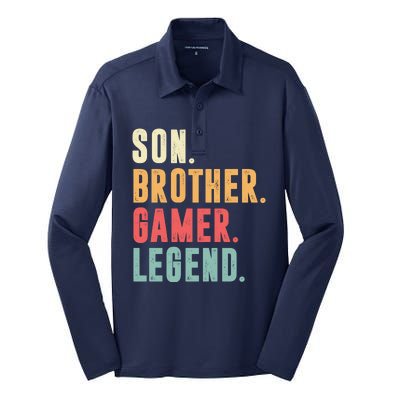 Son Brother Gamer Legend Gift Silk Touch Performance Long Sleeve Polo