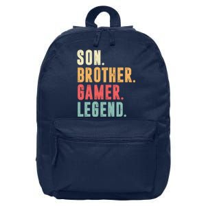 Son Brother Gamer Legend Gift 16 in Basic Backpack