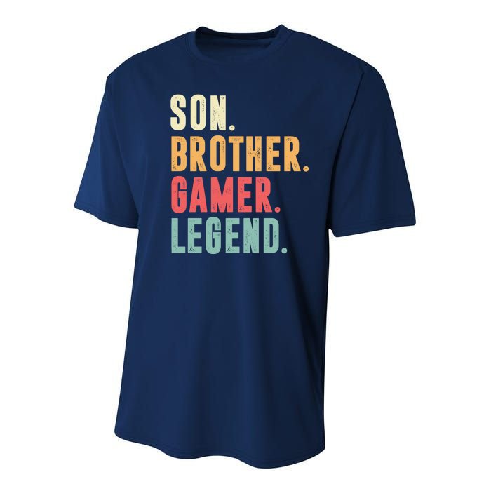 Son Brother Gamer Legend Gift Youth Performance Sprint T-Shirt