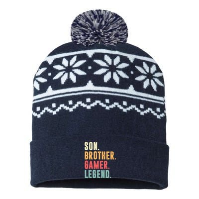 Son Brother Gamer Legend Gift USA-Made Snowflake Beanie