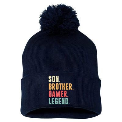 Son Brother Gamer Legend Gift Pom Pom 12in Knit Beanie