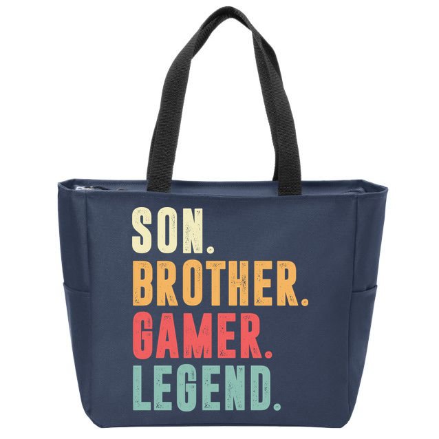 Son Brother Gamer Legend Gift Zip Tote Bag
