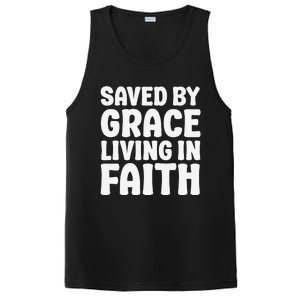 Saved By Grace Living In Faith Inspirational Biblical PosiCharge Competitor Tank