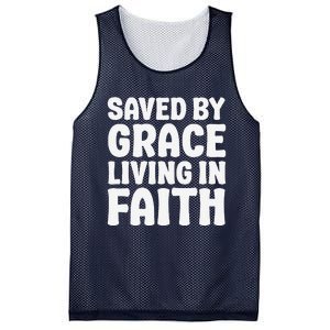 Saved By Grace Living In Faith Inspirational Biblical Mesh Reversible Basketball Jersey Tank