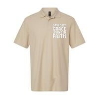 Saved By Grace Living In Faith Inspirational Biblical Softstyle Adult Sport Polo