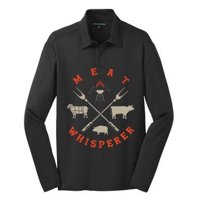 Smoked BBQ Grilling Meat Smoking Meat Whisperer Barbecue Silk Touch Performance Long Sleeve Polo