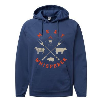 Smoked BBQ Grilling Meat Smoking Meat Whisperer Barbecue Performance Fleece Hoodie