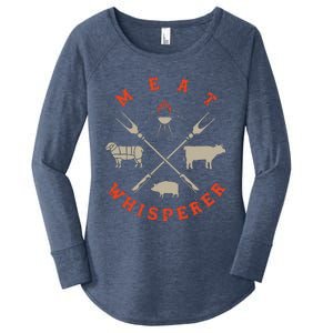 Smoked BBQ Grilling Meat Smoking Meat Whisperer Barbecue Women's Perfect Tri Tunic Long Sleeve Shirt