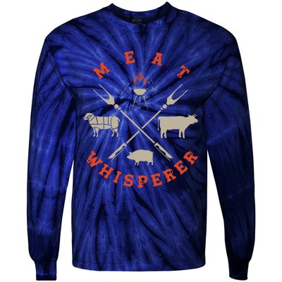 Smoked BBQ Grilling Meat Smoking Meat Whisperer Barbecue Tie-Dye Long Sleeve Shirt