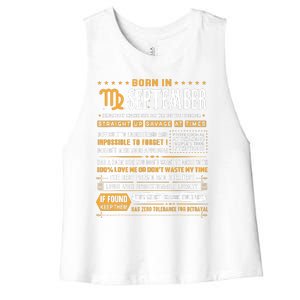 September Birthday Gifts Born In September Virgo Women's Racerback Cropped Tank