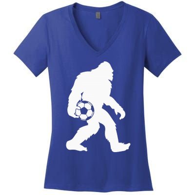 Sasquatch Bigfoot Goalkeeper Funny Soccer Women's V-Neck T-Shirt