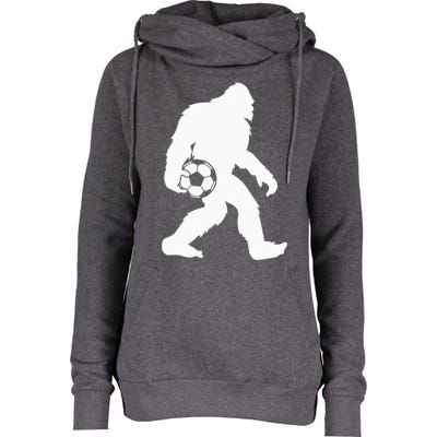 Sasquatch Bigfoot Goalkeeper Funny Soccer Womens Funnel Neck Pullover Hood