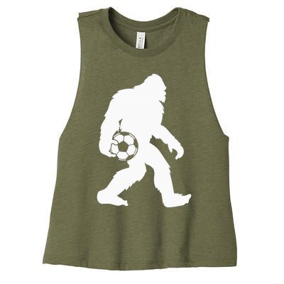 Sasquatch Bigfoot Goalkeeper Funny Soccer Women's Racerback Cropped Tank