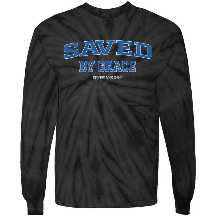 Saved by Grace Quote Christian Hymn Lyric Gospel Salvation Tie-Dye Long Sleeve Shirt