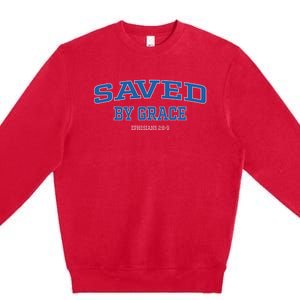 Saved by Grace Quote Christian Hymn Lyric Gospel Salvation Premium Crewneck Sweatshirt