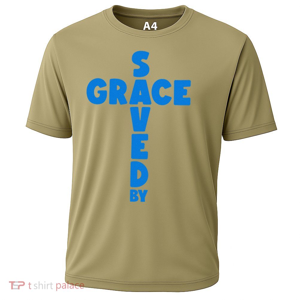 Saved By Grace God Faith Jesus 2 Cooling Performance Crew T-Shirt