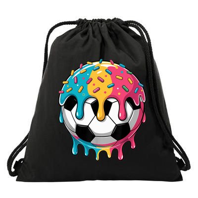 Soccer Boy Girl Ice Cream Soccer Drip Drawstring Bag