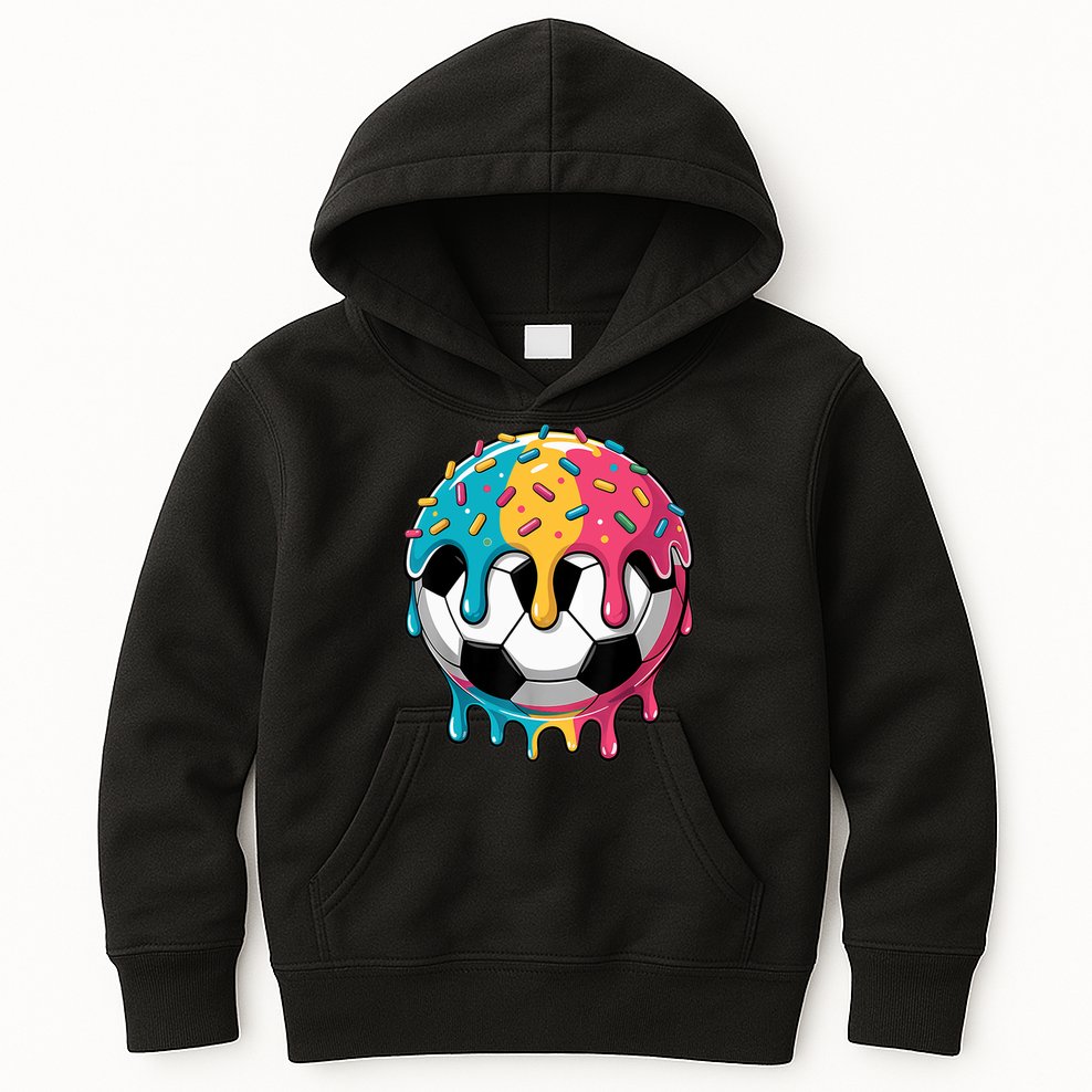 Soccer Boy Girl Ice Cream Soccer Drip Kids Hoodie