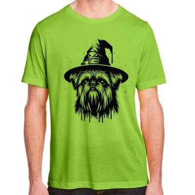 Spooky Brussels Griffon Dog Halloween Witch Hat Vintage Adult ChromaSoft Performance T-Shirt