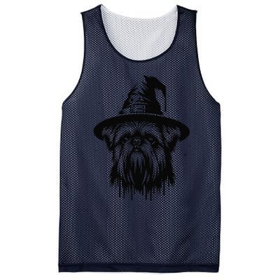 Spooky Brussels Griffon Dog Halloween Witch Hat Vintage Mesh Reversible Basketball Jersey Tank