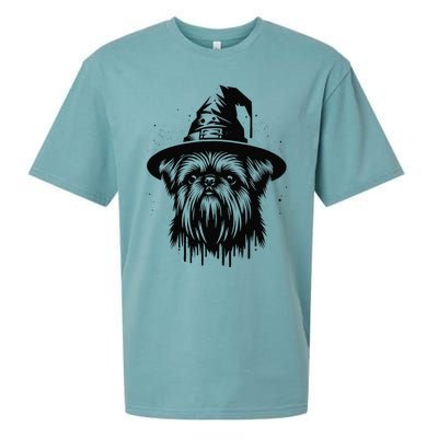 Spooky Brussels Griffon Dog Halloween Witch Hat Vintage Sueded Cloud Jersey T-Shirt