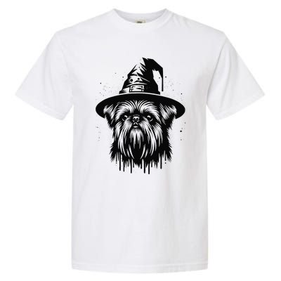 Spooky Brussels Griffon Dog Halloween Witch Hat Vintage Garment-Dyed Heavyweight T-Shirt