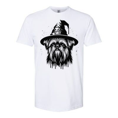 Spooky Brussels Griffon Dog Halloween Witch Hat Vintage Softstyle CVC T-Shirt